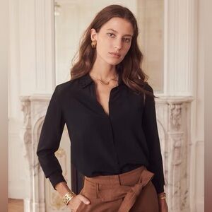 Sézane Roxane button up shirt noir EUC size 36